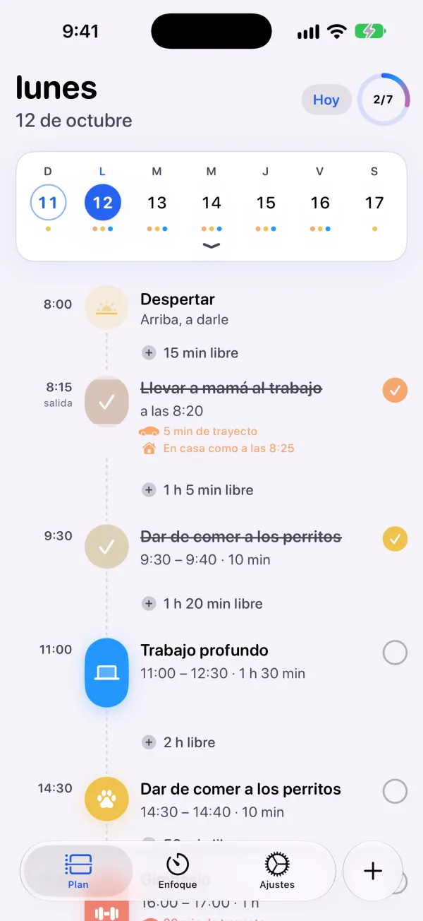 Tu día, minuto a minuto