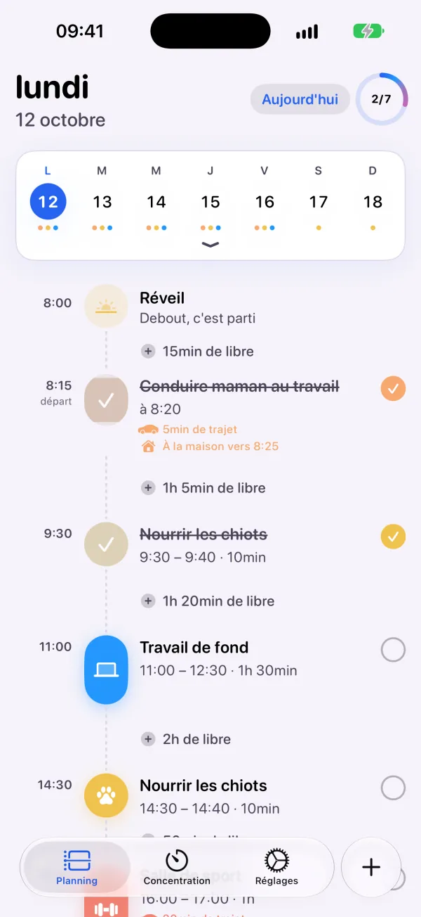 Ta journée, minute par minute