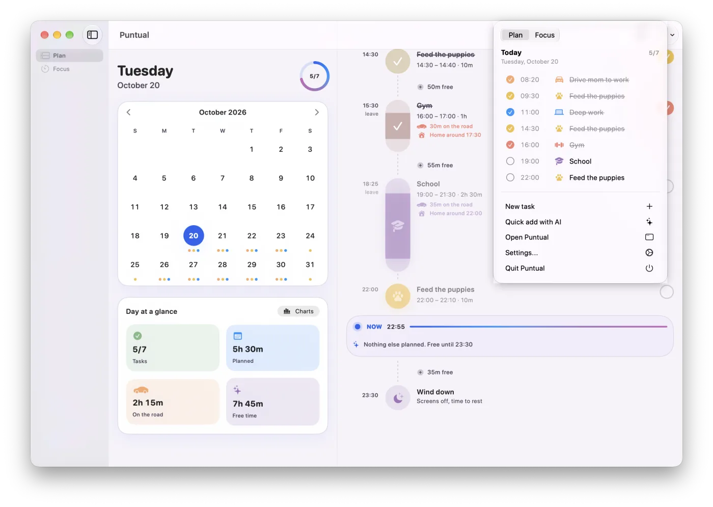 One click away in the menu bar